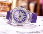 Perfect Replica Chopard Purple Diamond Dial 45mm Women's Watch